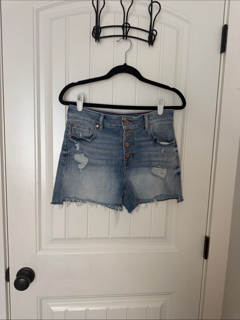 Maurice’s Edgely Denim High-Rise Button-Front Women's Shorts - Light Blue